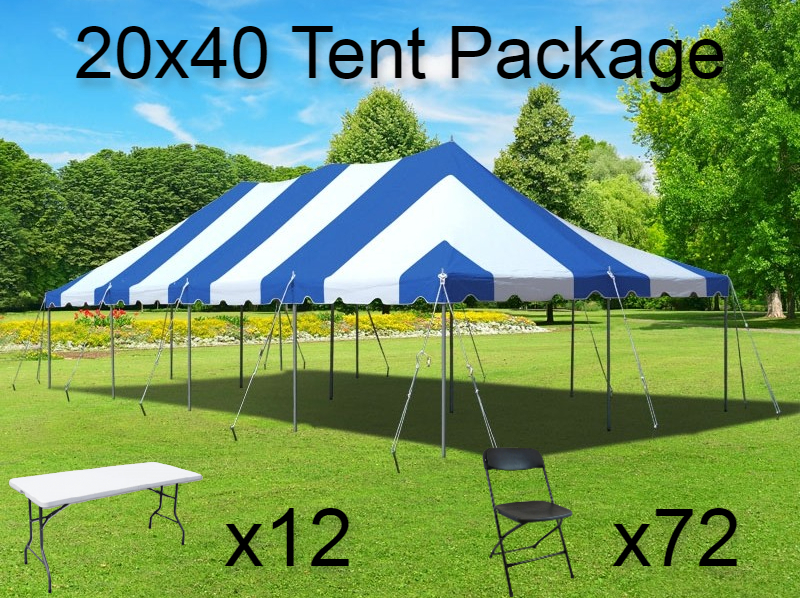 20' x 40' Blue & White Tent Package