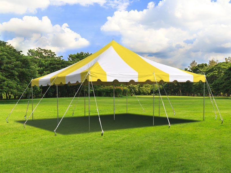20′ x 20′ Yellow & White Tent Drake Tent Rental
