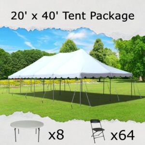 20' x 40' Solid White Tent Package - Round Tables 64 Guests