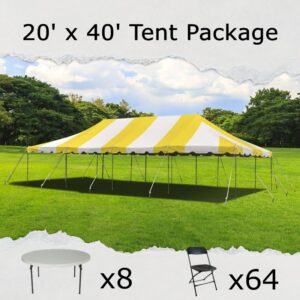 20' x 40' Yellow Tent Package - Round Tables 64 Guests